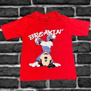 Vintage Old School Mickey Mouse Breakdancing Shirt in Red Size 4 from All Pro